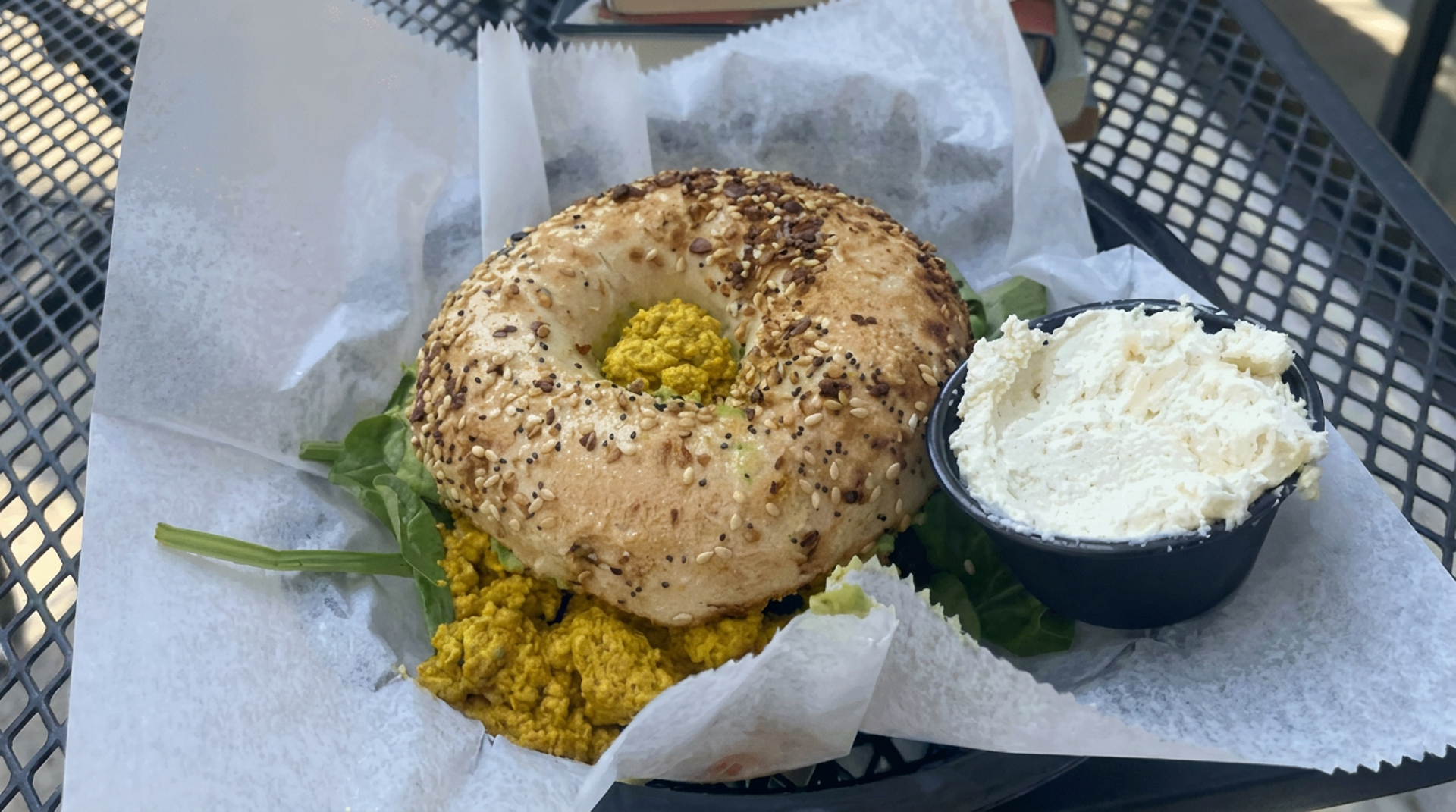 Tofu scramble bagel