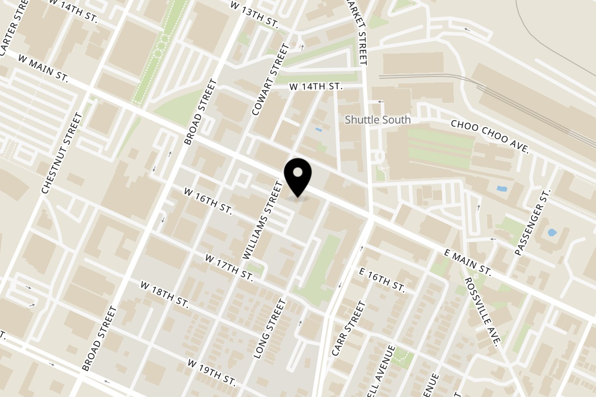 Map showing the location of Mean Mug Coffeehouse Southside on 114 W Main St in Chattanooga
